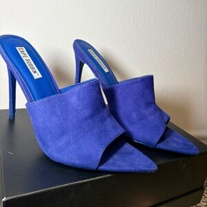 Cape Robbin Royal Blue Suede Pointed-Toe Mule Heels